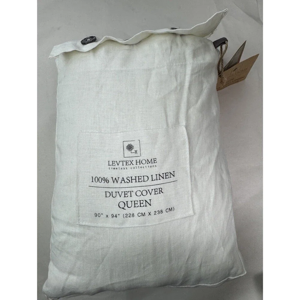 Levtex Home French Flax Washed Linen Queen Duvet Cover
